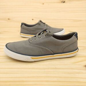 Sperry Mens Boat Shoes Sz 7.5 Gray Fabric Deck Loafers Casual Comfort Preppy